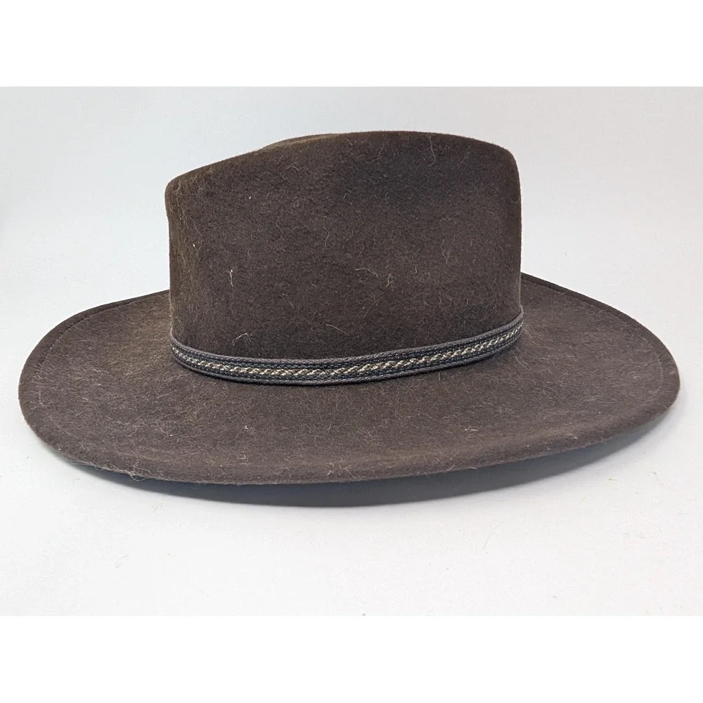 Orvis Hat Cowboy Fitted Mens XL Brown Pheasan Creek Wool Felt Wide Brim Outdoor